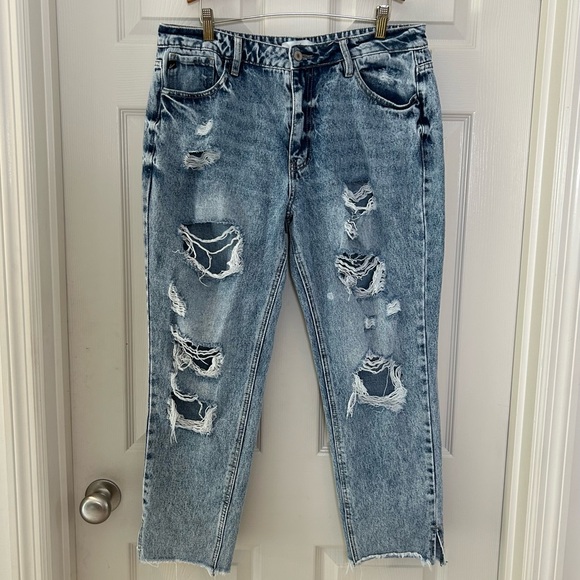 KanCan Acid Wash Distressed Ankle Jeans Size 13/30 - Picture 1 of 10